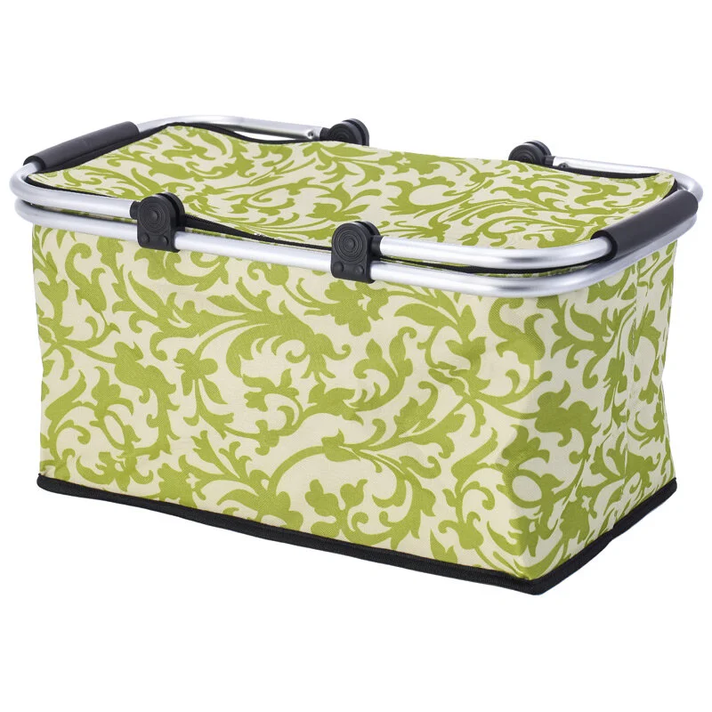 Mallony Термосумка складная с алюминиевым каркасом CB-7046, зеленый узор, 48*27*24см. 104855-SK