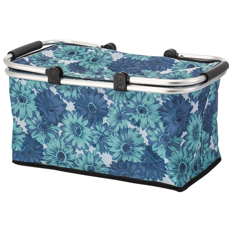 Mallony Термосумка складная с алюминиевым каркасом CB-7046-2 с принтом синие цветы, 48*27*24см. 104854-SK