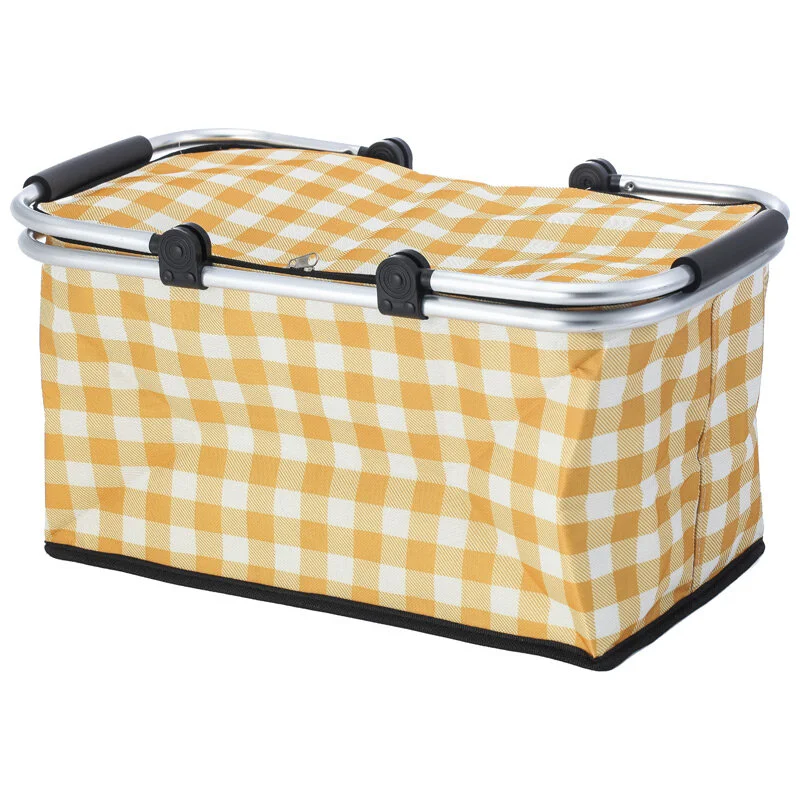 Mallony Термосумка складная с алюминиевым каркасом CB-7046-2 с принтом жёлтая клетка, 48*27*24см. 104857-SK