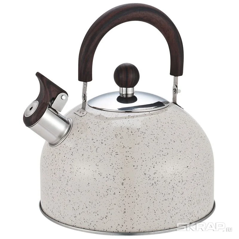 MALLONY Чайник STORIA, объем 2,5 л, из нерж стали со свистком, окрашенный, ручка под дерево. 007190-SK