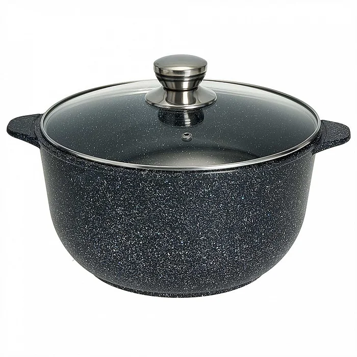 ГАРДАРИКА Кастрюля 8 л алюминиевая с антипригарным покрытием и стеклянной крышкой 1708-14-10 серия Гранит 14