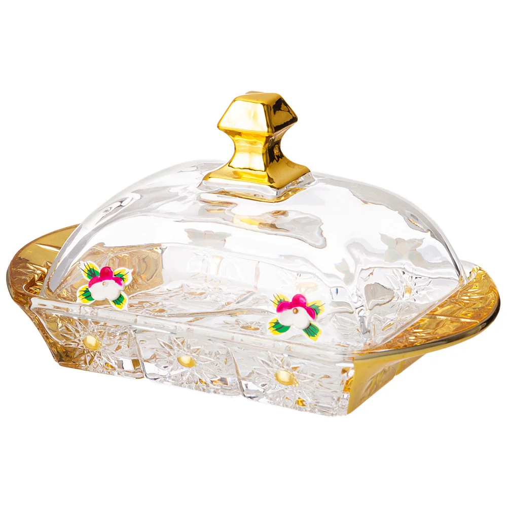 Lefard Масленка Gold Glass 17,5*10,5 См. Высота=9 См. + Нож 195-217