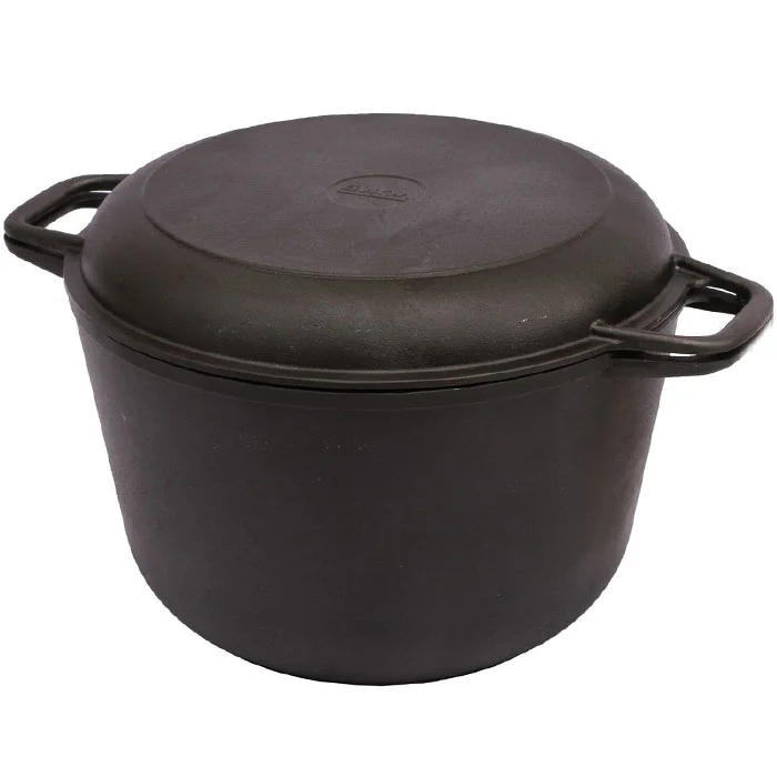 БИОЛ Кастрюля 6 л чугунная с крышкой-сковородой 0206