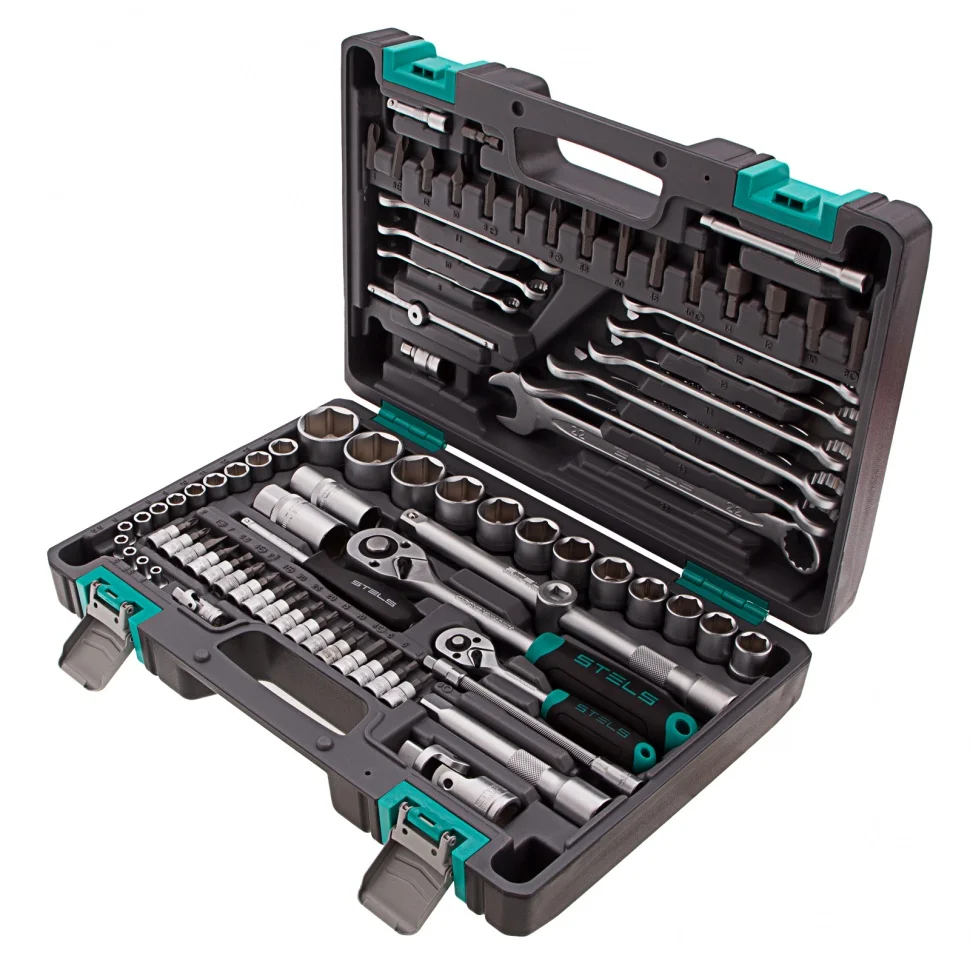 Stels Набор инструментов, 1/2, 1/4, CrV, пластиковый кейс 82 предм. 14105