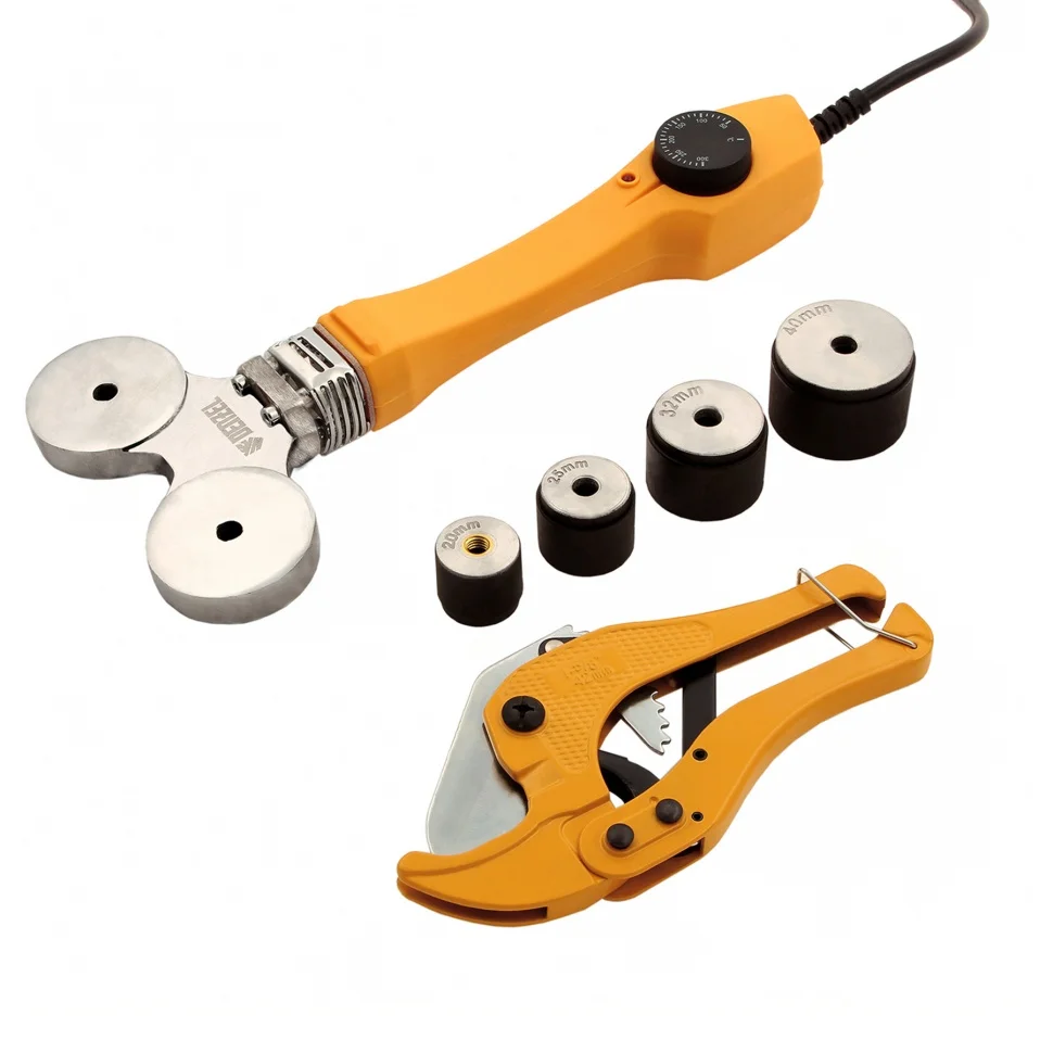 Denzel Аппарат для сварки пластиковых труб DWP-750, 750Вт, 260-300 град.,компл насадок, 20 - 40 мм 94203