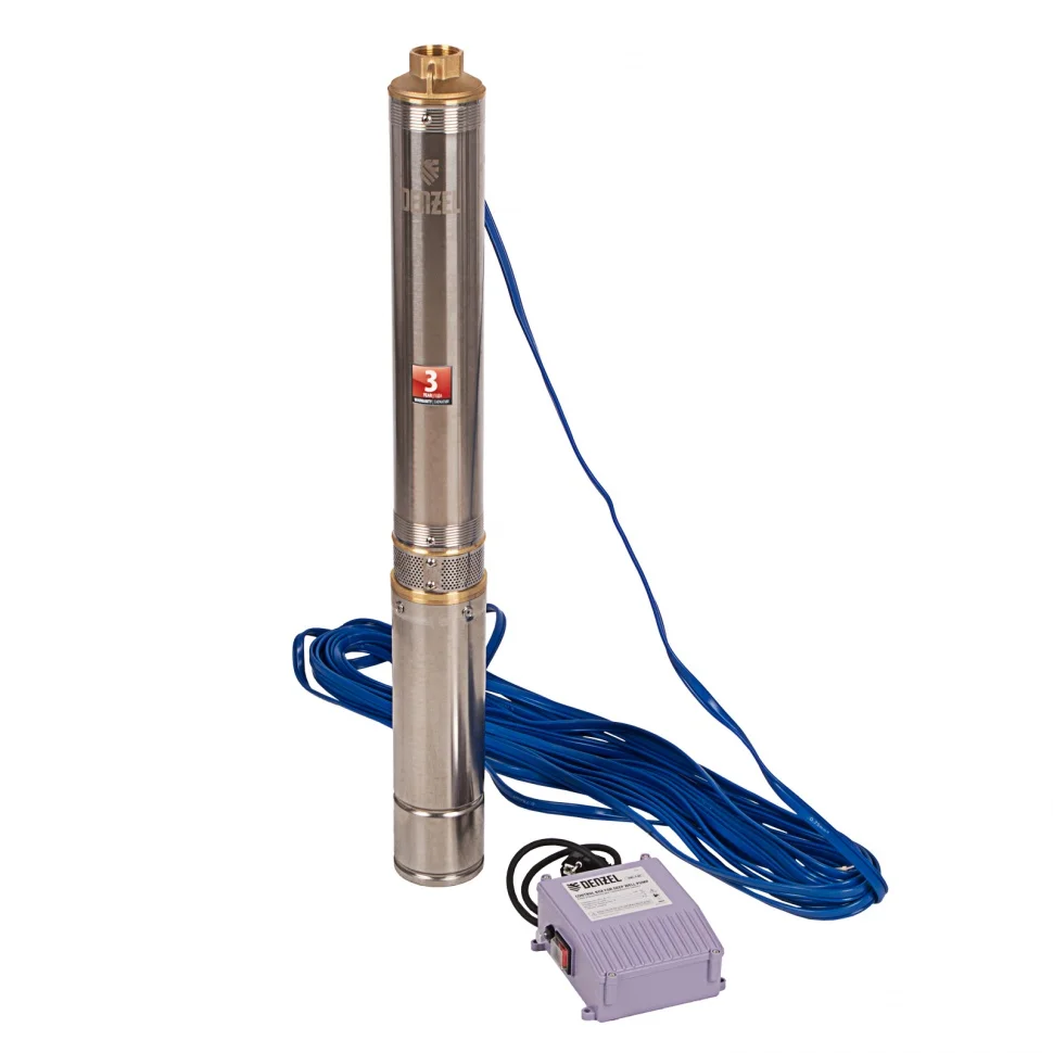 Denzel Скважинный насос DWC-4-80, центробежный, диаметр 4", 1500 Вт, 5700 л/ч, напор 80 м 97256