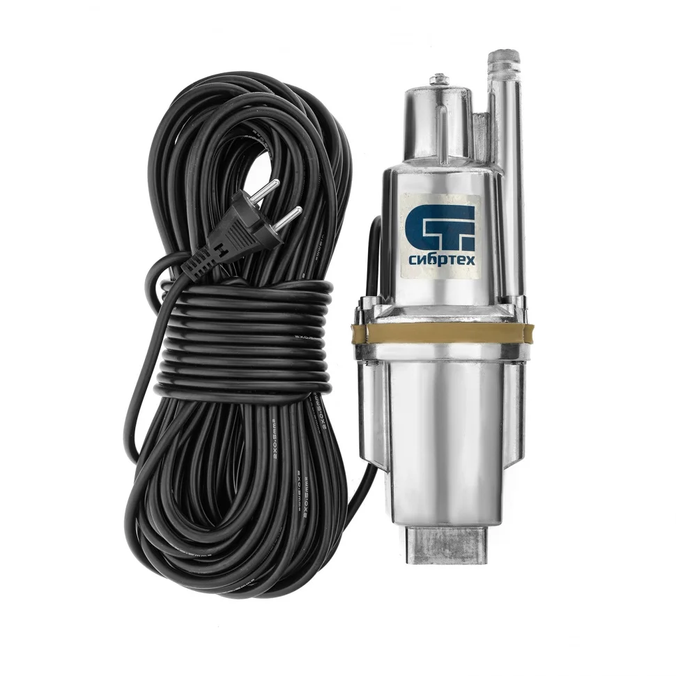 Сибртех Вибрационный насос СВН300-25, верхний забор, 300 Вт, напор 75 м, 1200 л/ч, кабель 25 м 99303