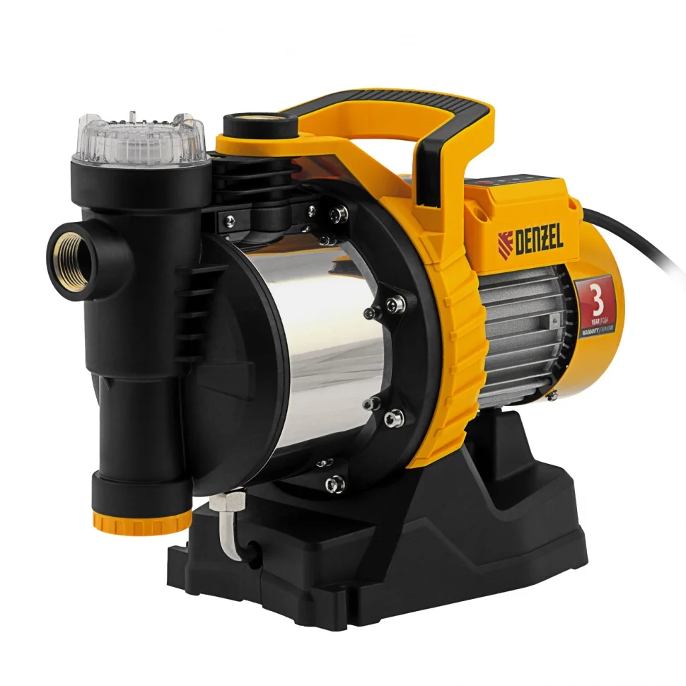 Denzel Садовый поверхностный насос GP1100SS, 1100 Вт, 4000 л/ч, подъем 45 м, пластик 97305