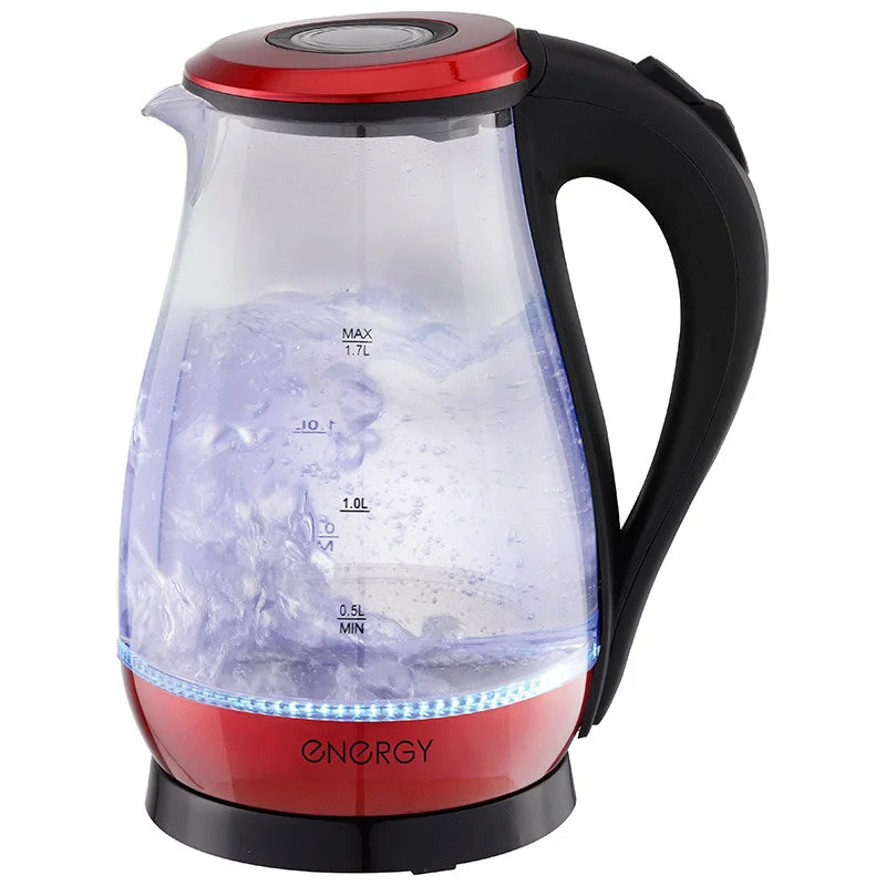 ENERGY Чайник E-204 (1.7л) стекло, пластик цвет красный 164140-SK