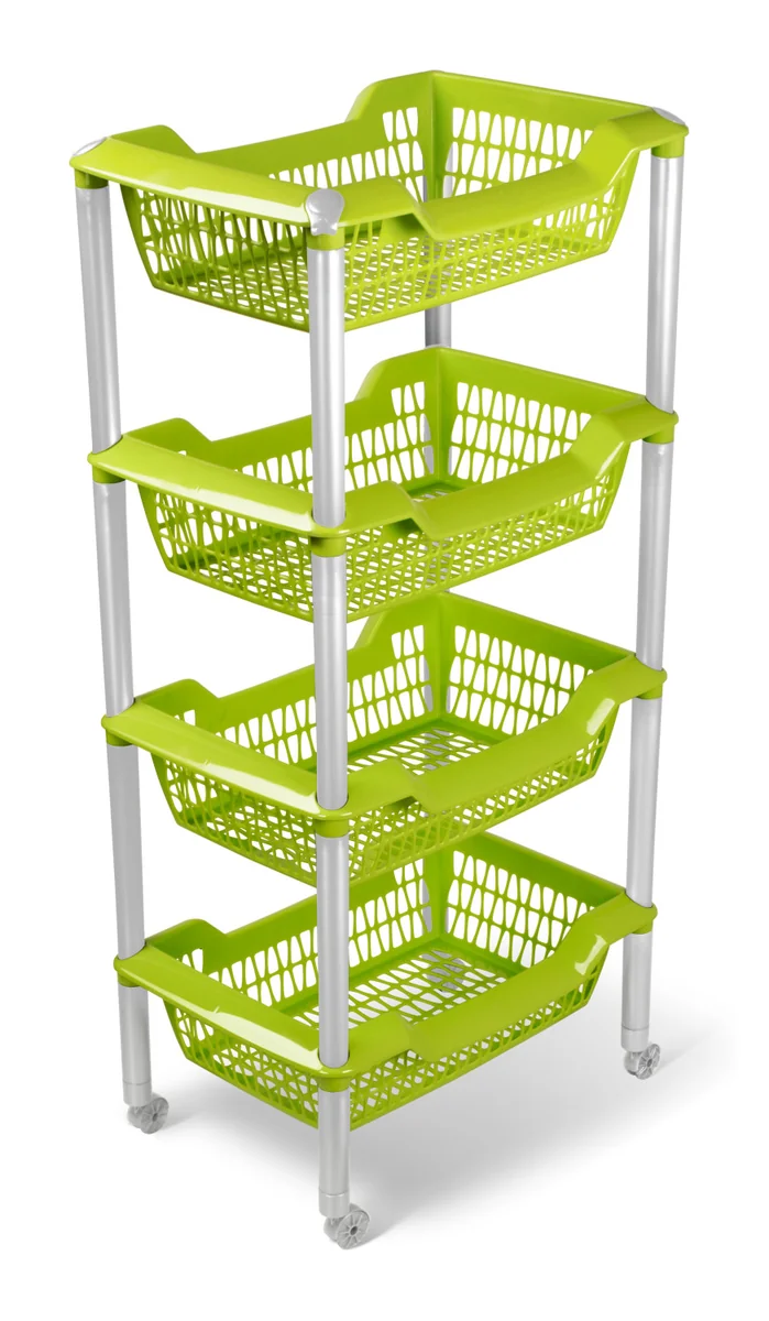 МАРТИКА Этажерка 4 корзины ДЖЕТА ОЛИВКОВАЯ на колесах универсальная С736ОЛВ