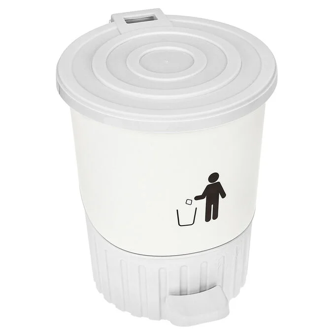 DD STYLE Ведро для мусора 14,0 л. 01062 СЕРЫЙ/БЕЛЫЙ