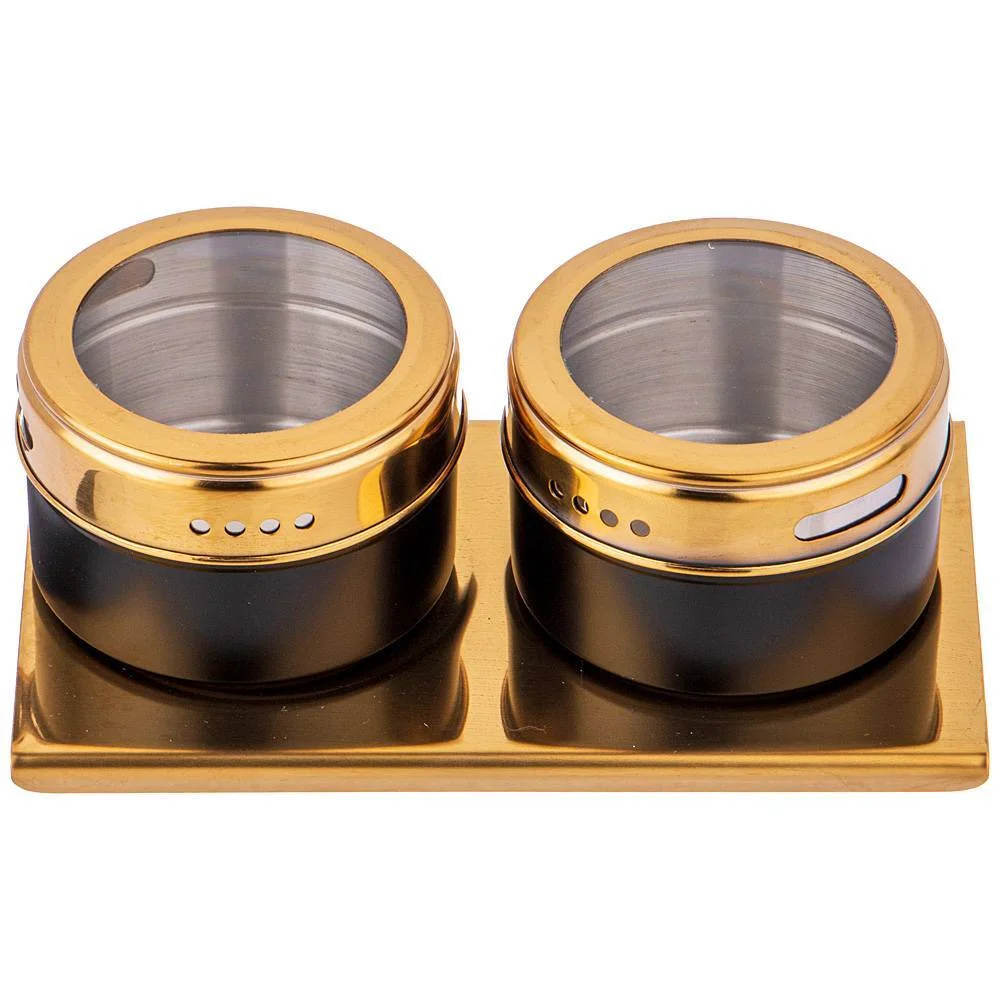 Lefard Набор Для Специй Agness 3 Пр. черное Золото На Магнитах, В Т.ч. Метал.подставка 14*9*5 См 912-032