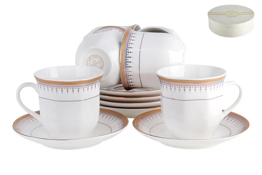 КОРАЛЛ Набор чайный 12 пр. Голден лайн NBJ12-G09