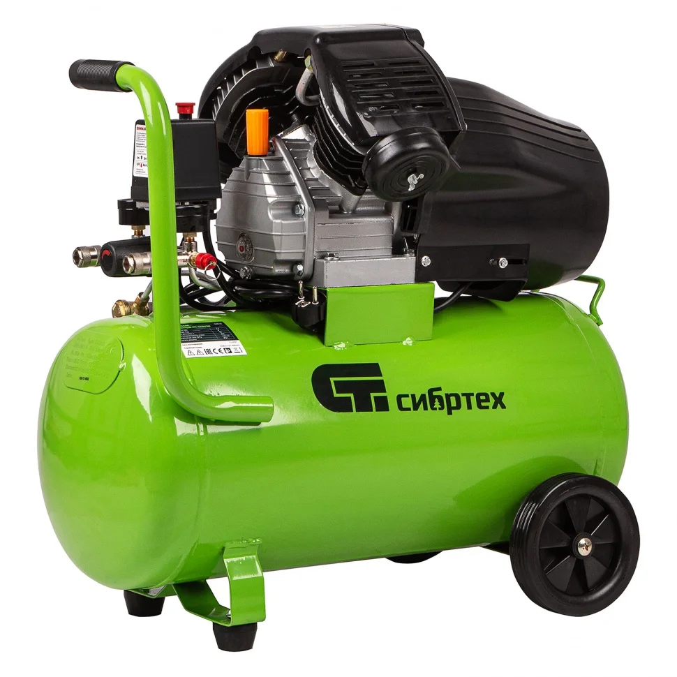 Сибртех Компрессор воздушный КК-2200/50, 2.2 кВт, 350 л/мин, 50 л, прямой привод, масляный 58040