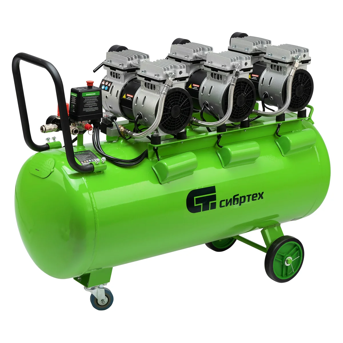 Сибртех Компрессор безмаслянный малошумный МБ 2250/100, 2250 Вт, 100л, 400 л/мин 58008