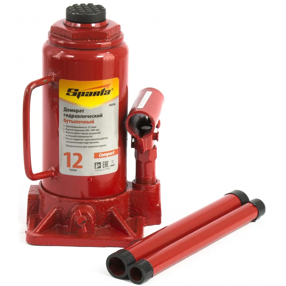 Sparta Домкрат гидравлический бутылочный 12 т, h подъема 205-400 мм 50336 Compact