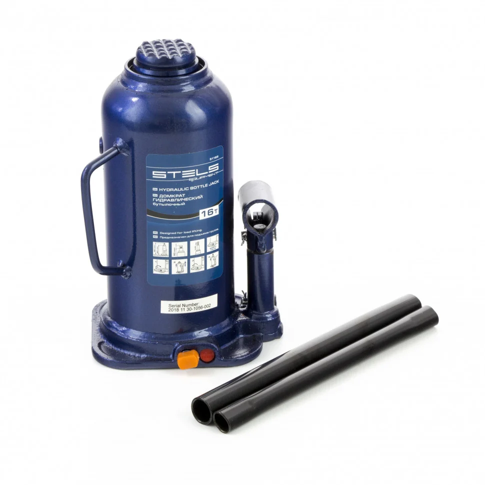 Stels Домкрат гидравлический бутылочный, 16 т, h подъема 227-457 мм 51168