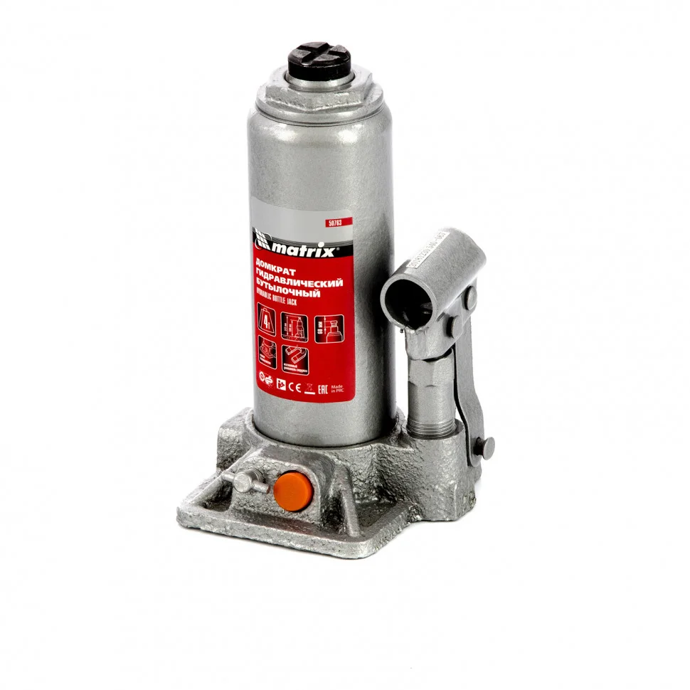 Matrix Домкрат гидравлический бутылочный, 4 т, h подъема 194-372 мм 50763