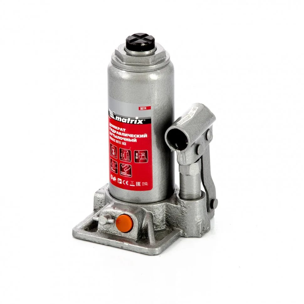 Matrix Домкрат гидравлический бутылочный, 3 т, h подъема 178-343 мм, в пластиковом кейсе 50774
