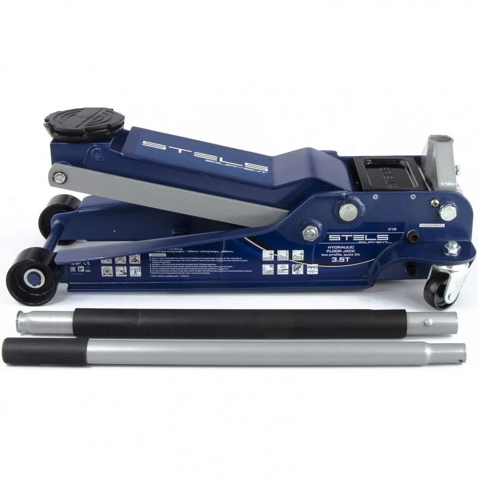 Stels Домкрат гидравлический подкатной, быстрый подъем, 3.5т, Low Profile Quick, 100-565 мм, профессиональный 51135