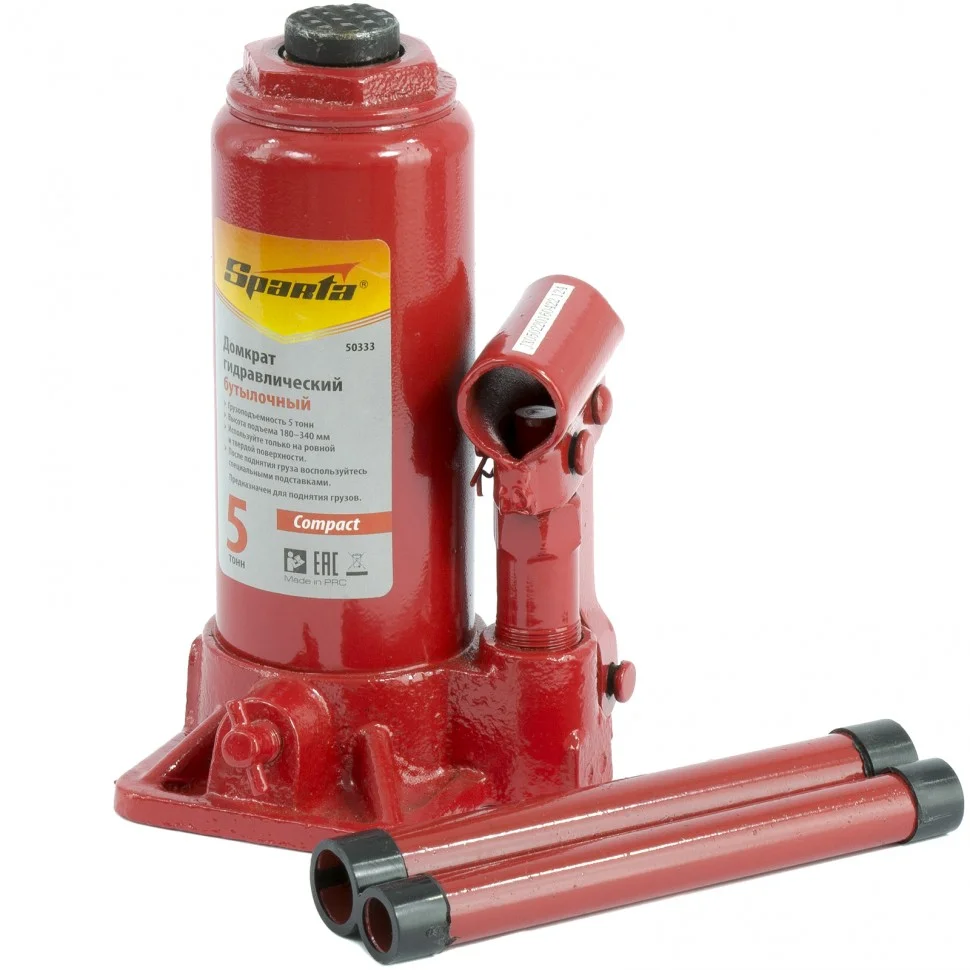 Sparta Домкрат гидравлический бутылочный 5 т, h подъема 180-340 мм 50333 Compact