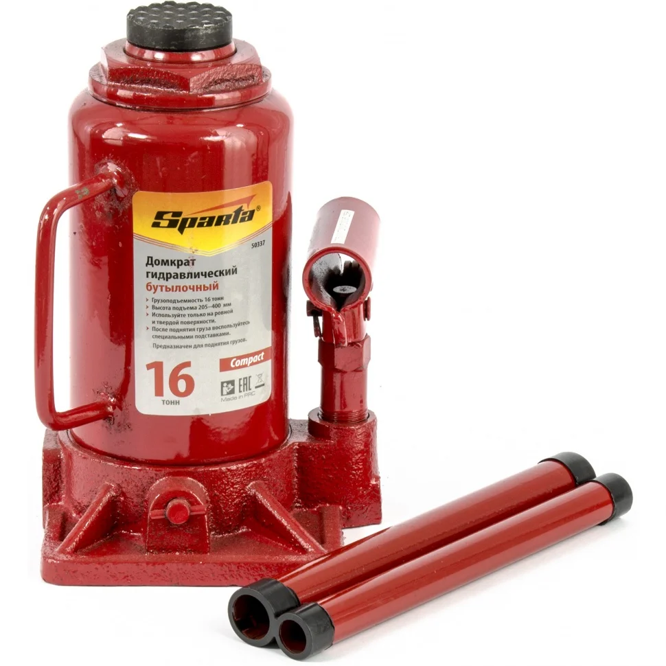 Sparta Домкрат гидравлический бутылочный 16 т, h подъема 205-400 мм 50337 Compact