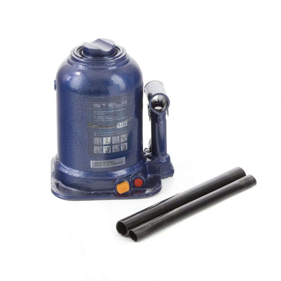 Stels Домкрат гидравлический бутылочный телескопический, 10 т, подъем 180-450 мм 51148