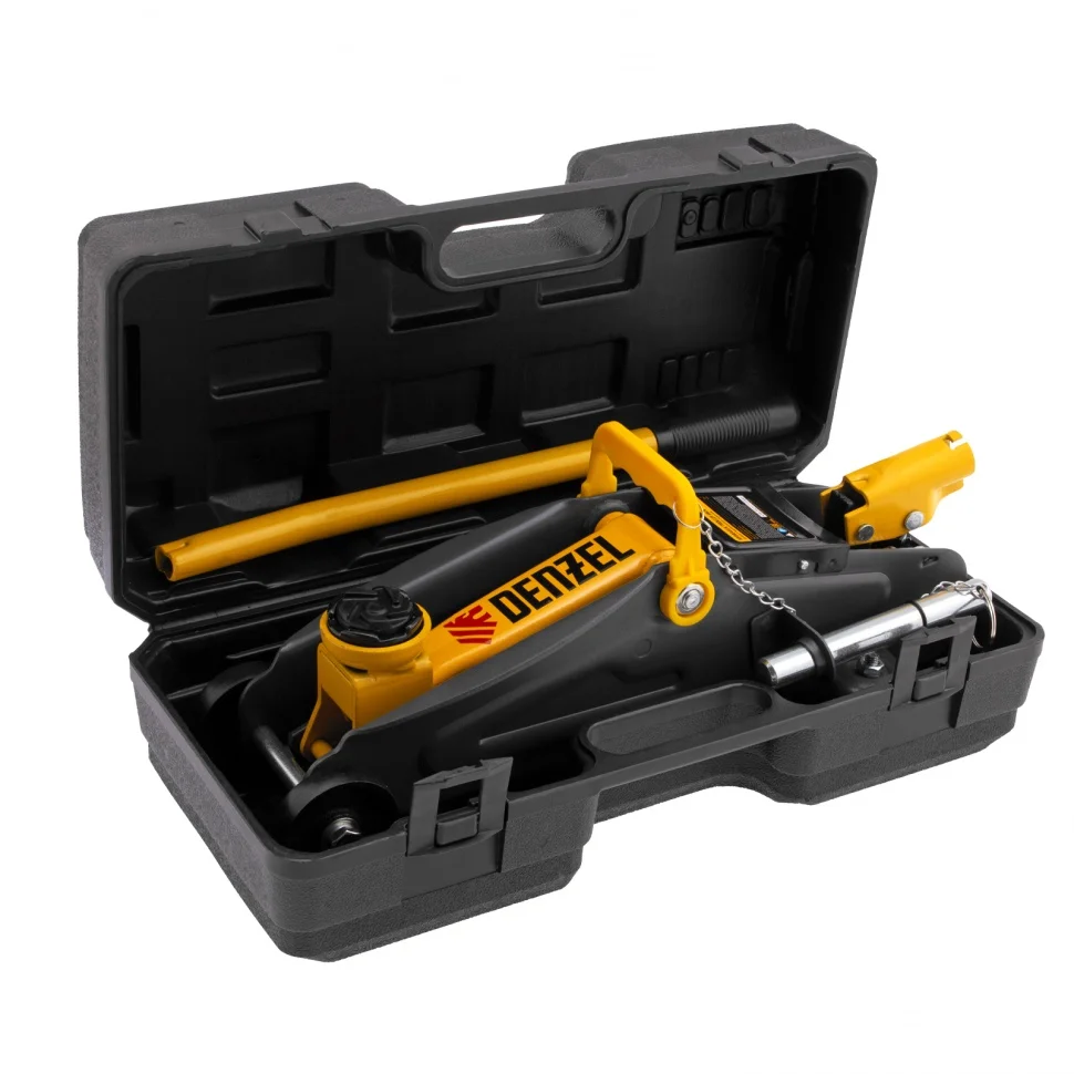 Denzel Домкрат гидравлический подкатной с фиксатором, 2 т, 130-330 мм, в кейсе 51154