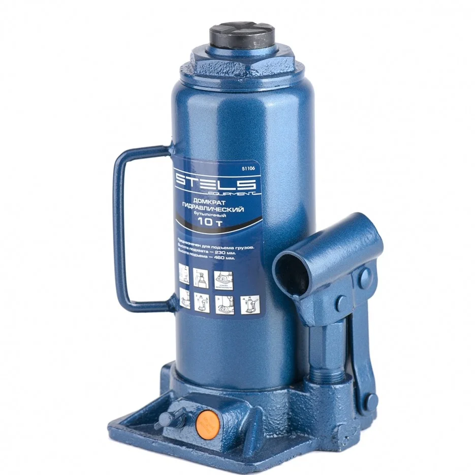 Stels Домкрат гидравлический бутылочный, 10 т, H подъема 230-460 мм 51106