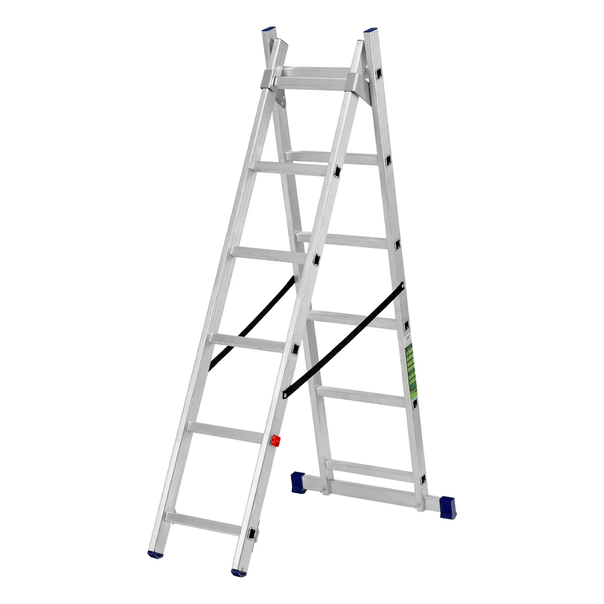 Сибртех Лестница, 2 х 6 ступеней, алюминиевая, двухсекционная, Россия, 97906