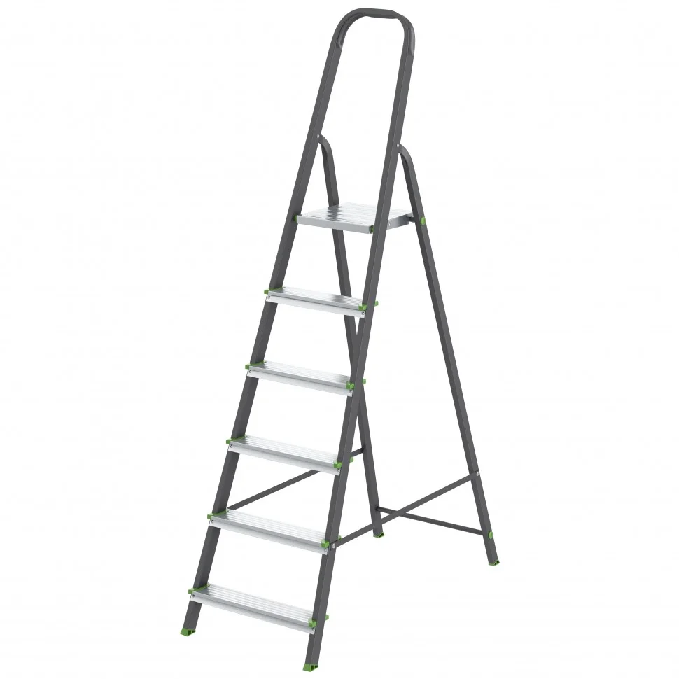 Сибртех Стремянка, 6 ступеней, стальной профиль, алюминиевые ступени Россия 97956