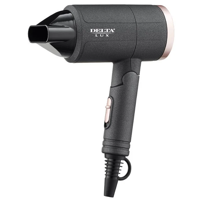DELTA Фен 1400W LUX DL 0942 черный с розовым