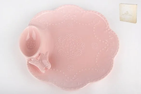 КОРАЛЛ Блюдо 25см.Бабочка розовая HD-017P