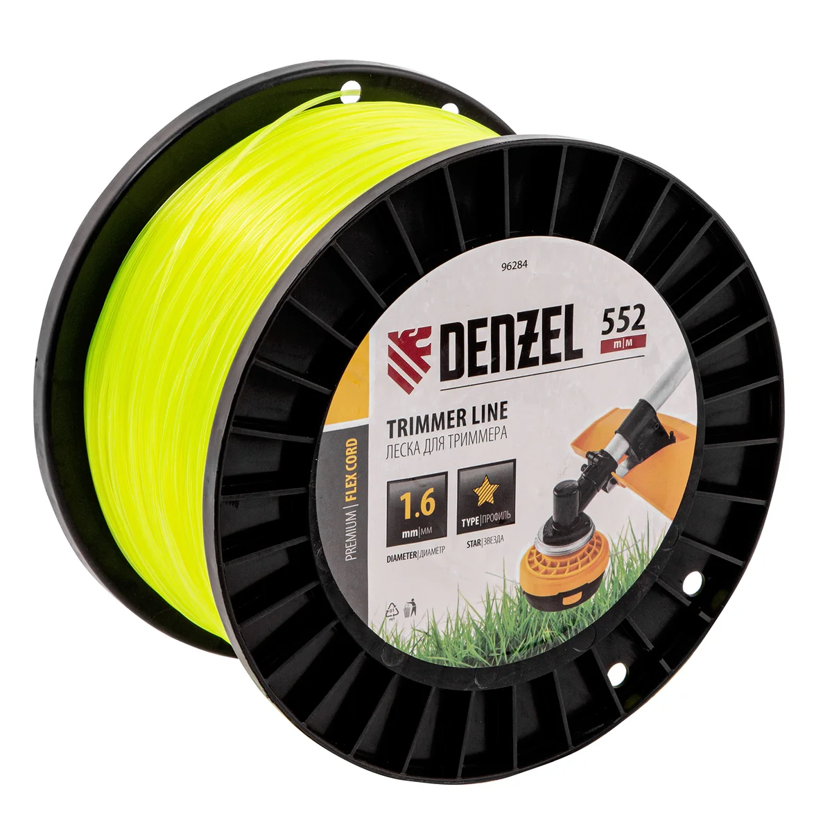 Denzel Леска для триммера звезда, 1,6мм х 552м, на DIN катушке FLEX CORD, 96284