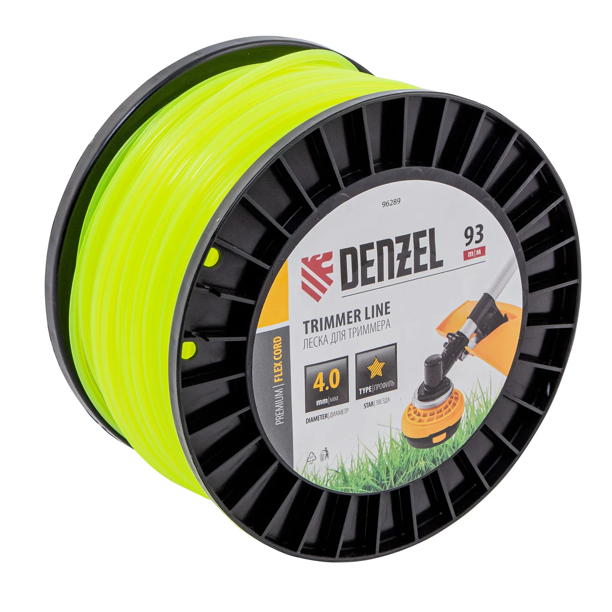 Denzel Леска для триммера звезда, 4,0мм х 93м, на DIN катушке FLEX CORD 96289
