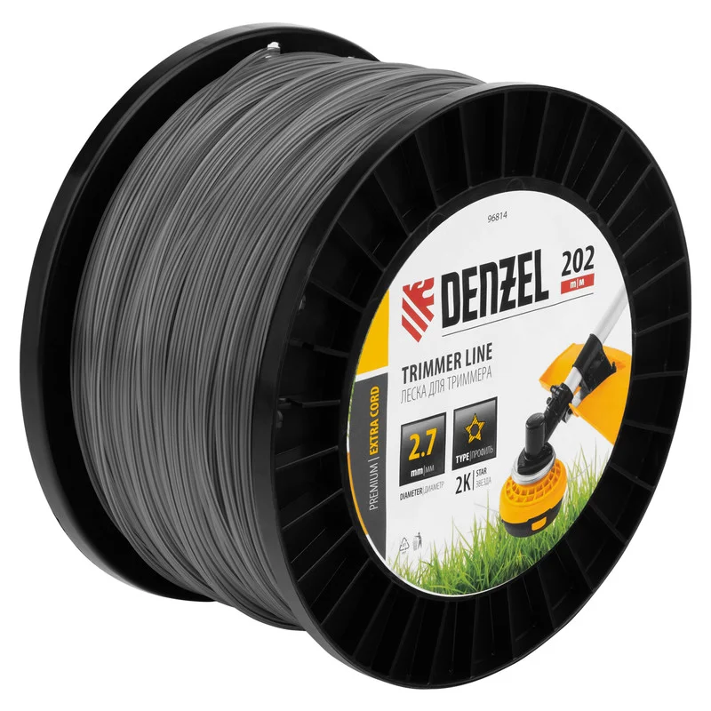 Denzel Леска для триммера двухкомпонентная звезда, 2,7мм х 202м, на DIN катушке EXTRA CORD 96814