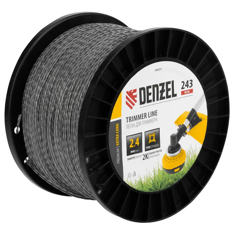 Denzel Леска для триммера двухкомпонентная витой квадрат, 2,4мм х 243м, на DIN катушке EXTRA CORD 96823