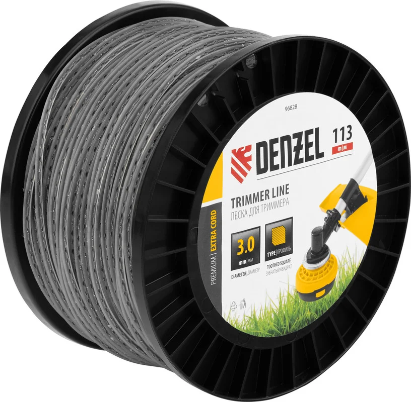Denzel Леска для триммера двухкомпонентная зубчатый квадрат, 3,0мм х 113м, на DIN кат. EXTRA CORD 96828