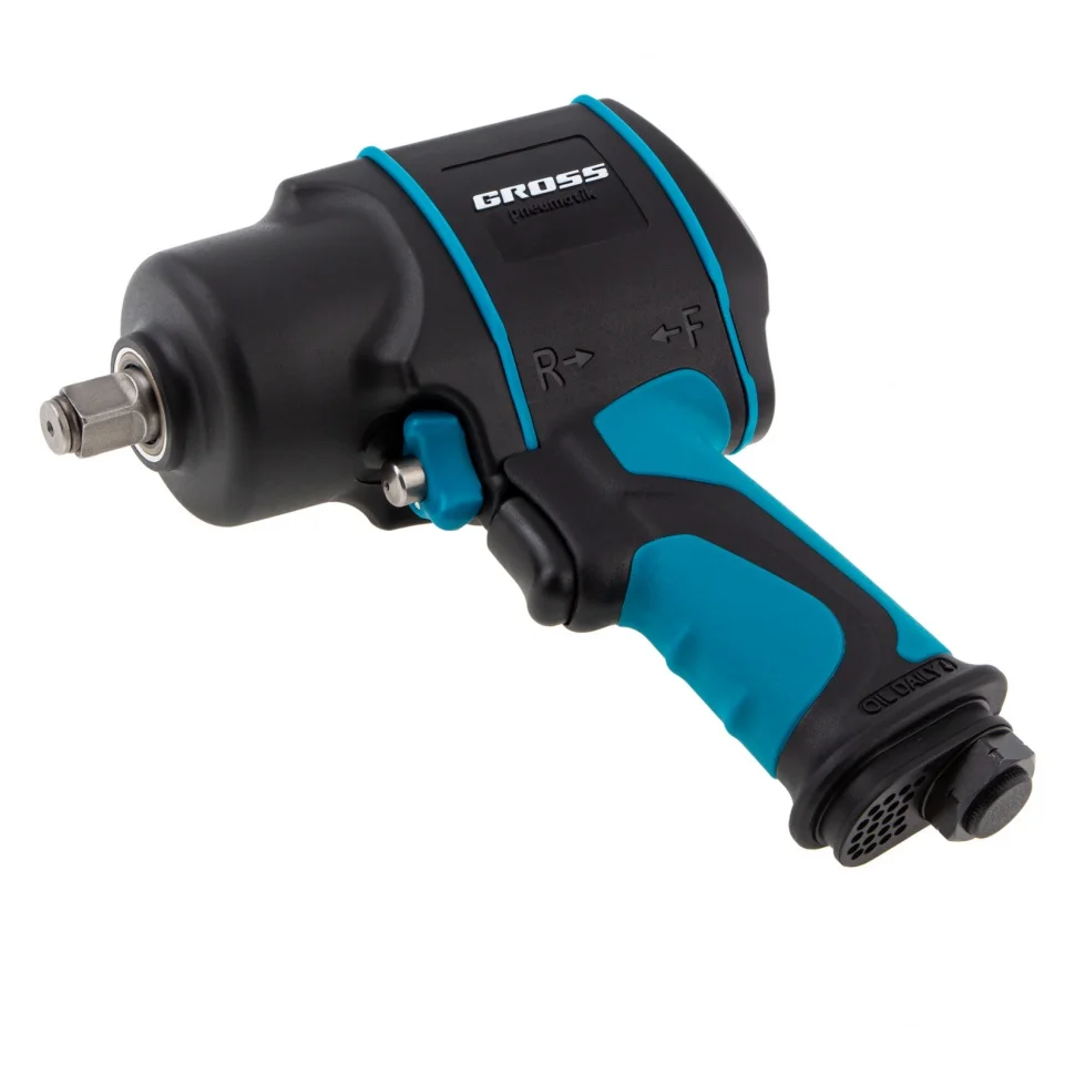 Gross Гайковерт пневматический ударный G1285, 1/2, Twin Hammer, 1220Нм, 6500 об/мин, композитный 57442