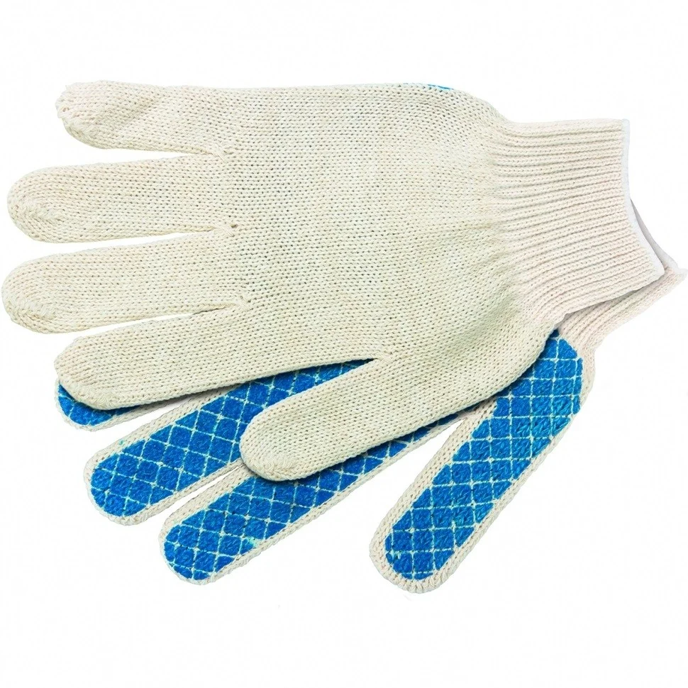 Сибртех Перчатки х/б, ПВХ покрытие, "Шахматный облив", 5 пар в упаковке, 10 класс Россия 67812