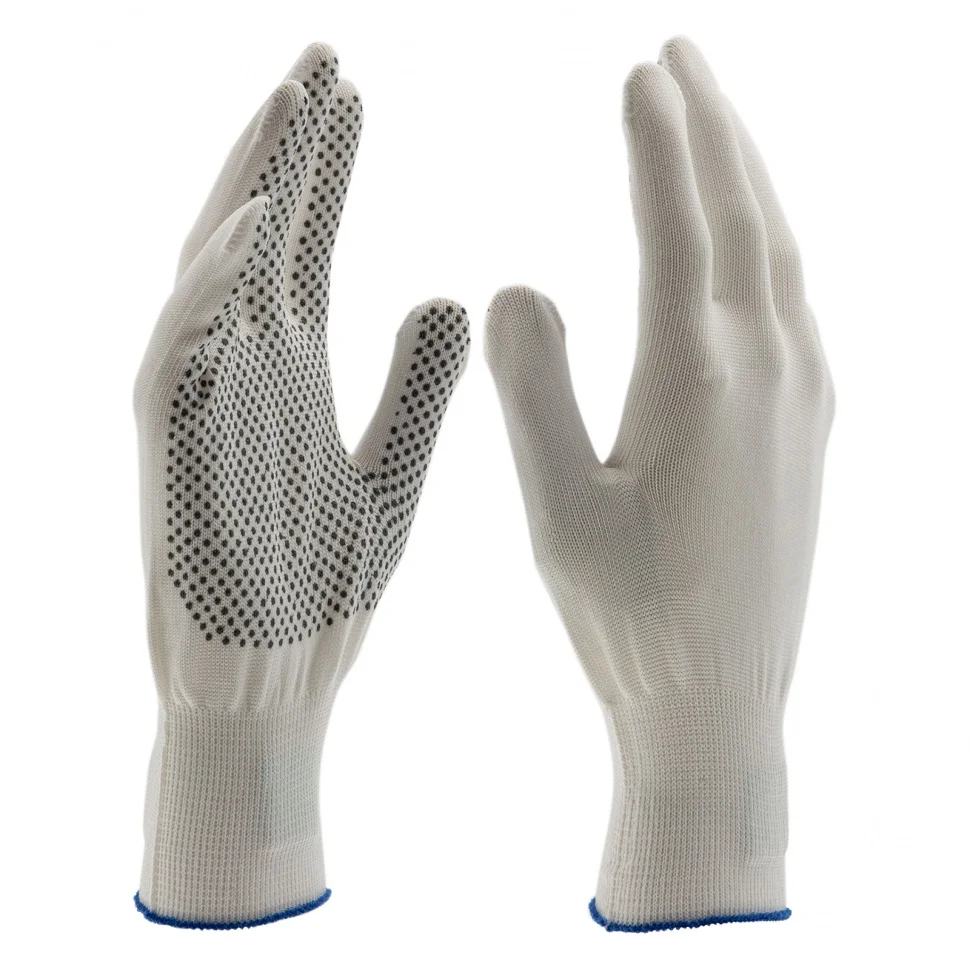 Сибртех Перчатки Нейлон, ПВХ точка, 13 класс, белые, XL Россия 67847