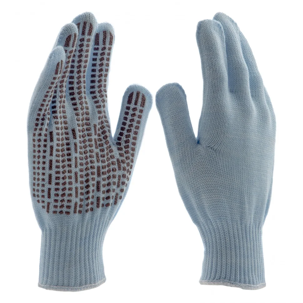 Сибртех Перчатки трикотажные, акрил, ПВХ гель, "Протектор", цвет зенит, оверлок Россия 68666