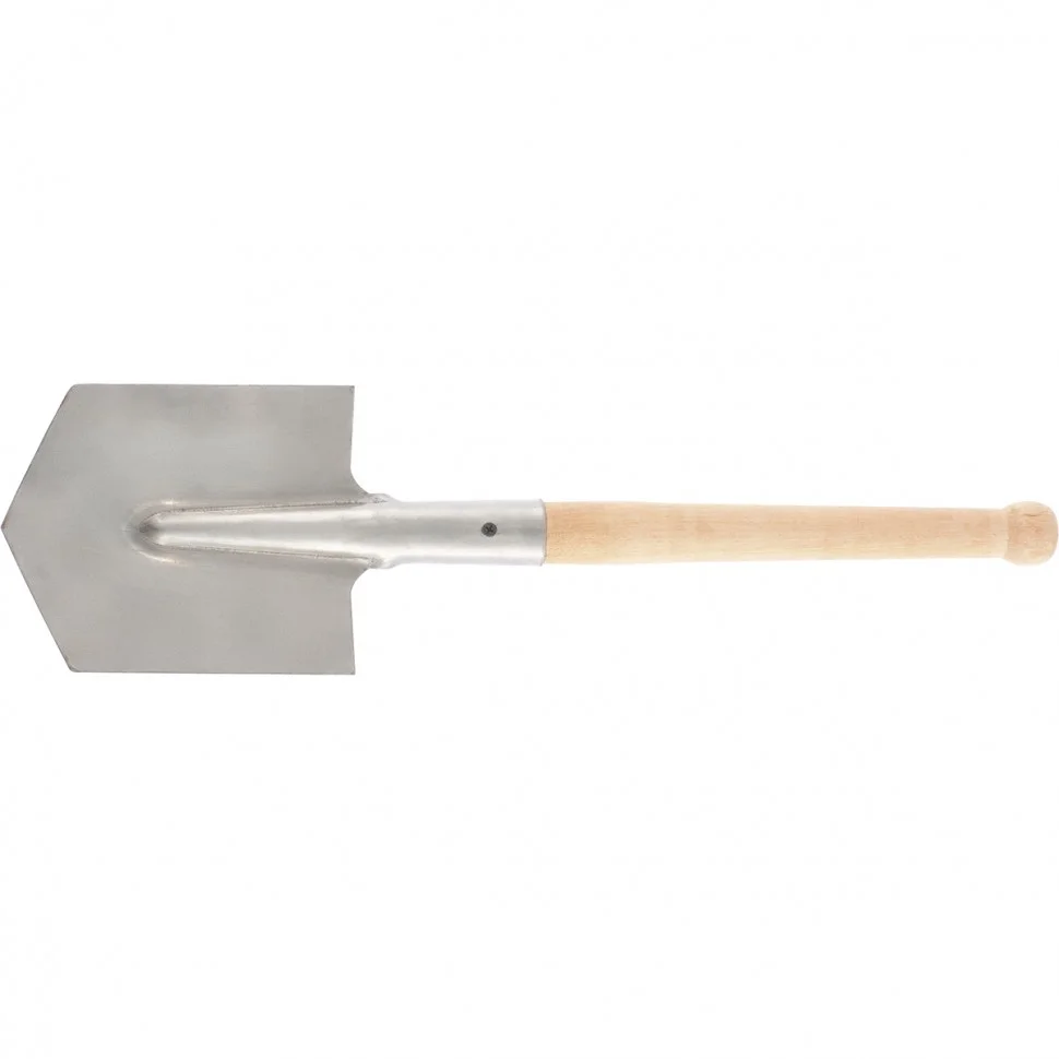 Сибртех Лопата саперная, нержавеющая сталь, 153 х 180 х 585 мм, деревянный черенок, Россия, 61439