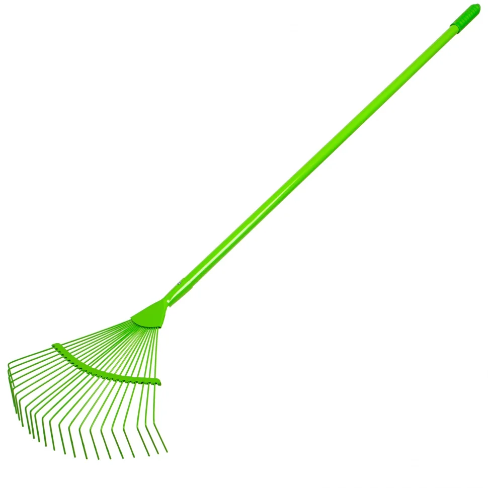 Palisad Грабли веерные стальные, 420 х 1585 мм, 22 круглых зуба, эмалированные, стальной черенок, 6177155