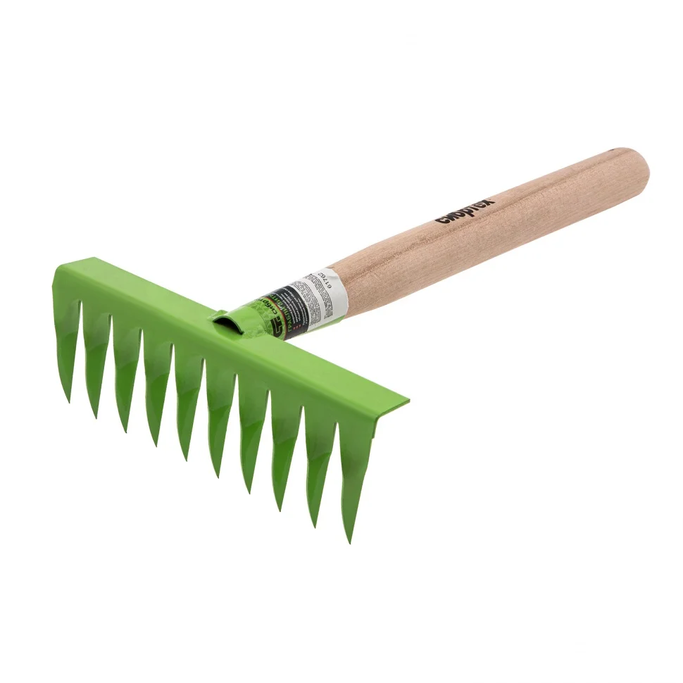 Сибртех Грабли витые 10 - зубые, 200 х 390 мм, стальные, деревянная рукоятка, Агроном, Россия, 61762