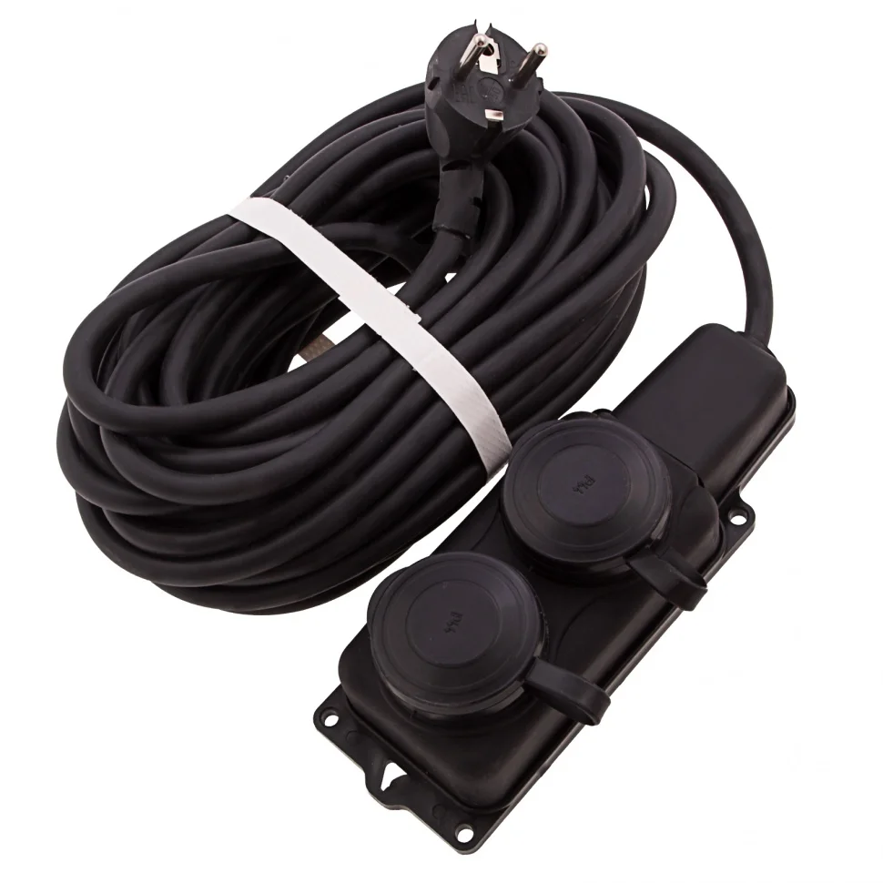 Сибртех Удлинитель силовой 10 м, 16А, тип УХз16, КГ 3 x 1.5 мм, 2 розетки, Россия 95881