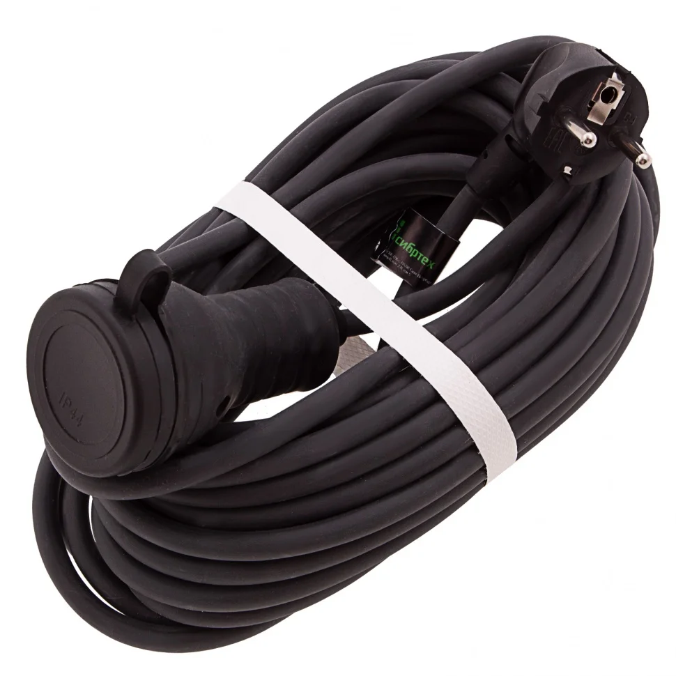 Сибртех Удлинитель силовой 10 м, 16 А, тип УХз16, КГ 3 x 2.5 мм, 1 розетка, Россия 95895