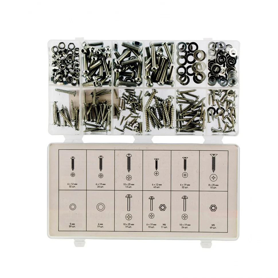 Сибртех Набор саморезов, винтов, гаек, шайб, 347 предмет 47609