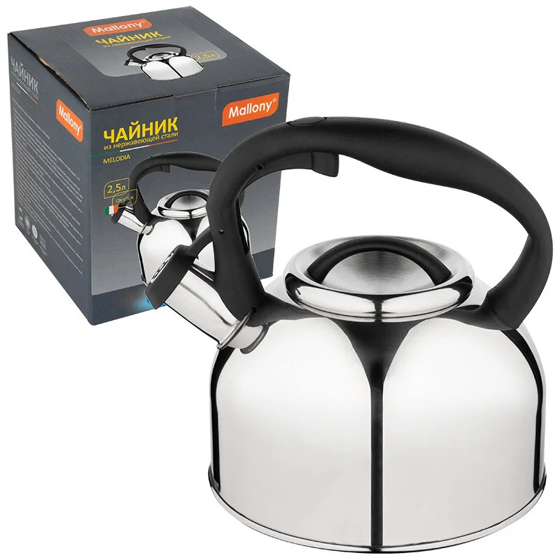 MALLONY Чайник из нерж стали со свистком Melodia (зеркальная полировка) 2,5 л. 006870-SK