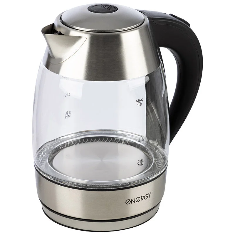 ENERGY Чайник E-255 (1.8л) стекло, пластик цвет черный. 164135-SK